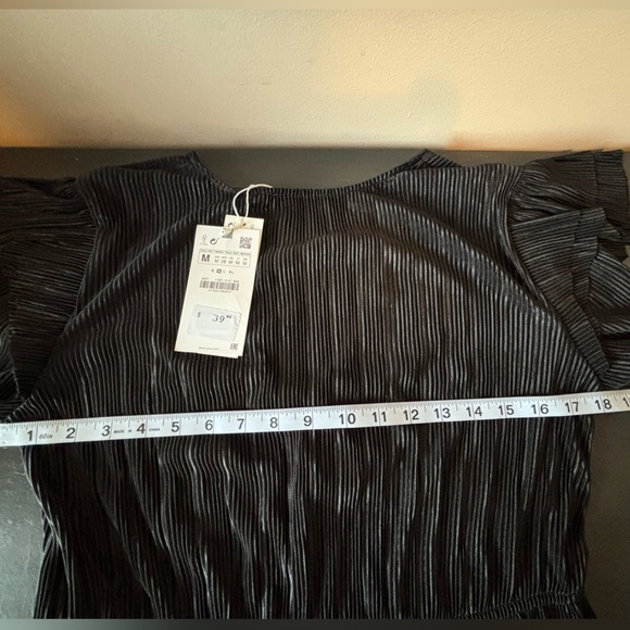NWT ZARA Ruffled Pleated Blouse Sz M Goth Fairy Witchy - Picture 13 of 15